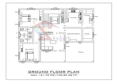 Ground Floor plan  below 2000 Sq ft