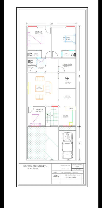 ground floor plan with sanitary line design