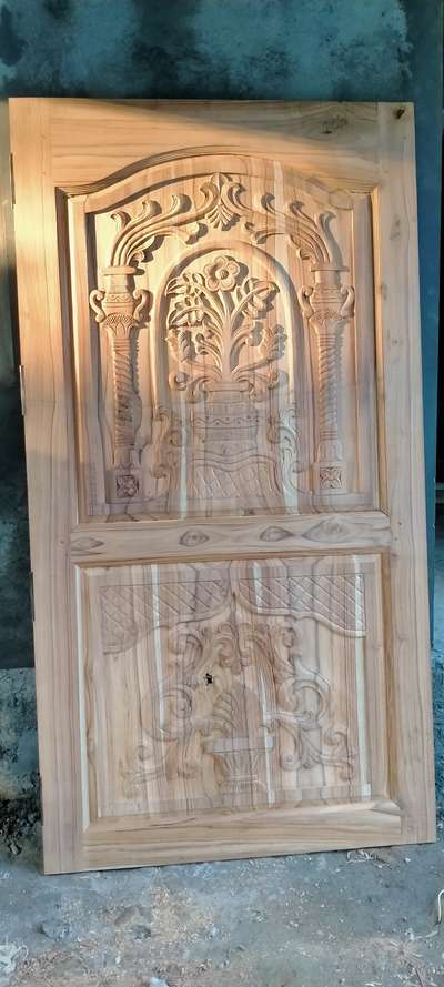 single door with wood carving