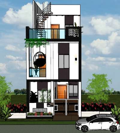 3d elevation # with render #without render #15x40 elevation