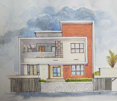looking for unique house warming gift? a personalised home portrait is a  beautiful way to celebrate your cleint's new home #InteriorDesigner #Contractor #artitect #watercolor #gift #uniqueideas