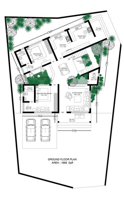 2500sqft Residentail plan. with an angled wall #architecturedesigns  #keralastyle  #KeralaStyleHouse  #keralahomeplans