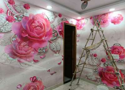 Pink Flower Wallpaper Design Beautiful installation 
We have 50k Design 
-9821440641