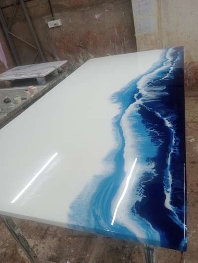 7*3.5 Inc epoxy table top blue and white