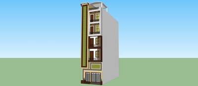 3D. View front elevation of building