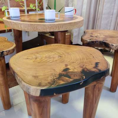 Cookie stools and coffee table with epoxy resin