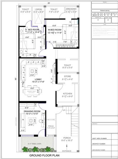 25' X 60' Residence..
Description:-
Two bedrooms
One lobby area
One working/drawing area
Kitchen+store