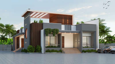 SINGLE STORY MODERN ELEVATION DESIGN (330SQFT) 
#architecturedesigns #Architectural&Interior #3delevations #moderndesign #lightingdesign