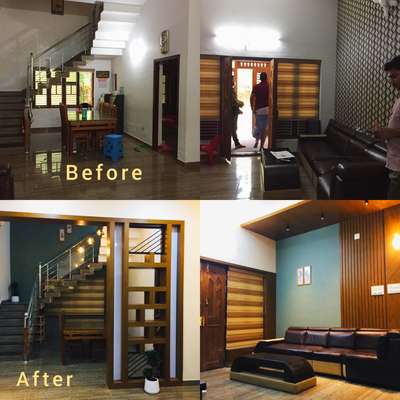 Work at Koothuparamba.
Before and after 
#koloaap 
#Architectural&Interior 
#LivingroomDesigns 
#changes 
#WallPainting 
#plywoodwork 
#simple 
#partitiondesign 
#diningarea 
#blanc_designstudio