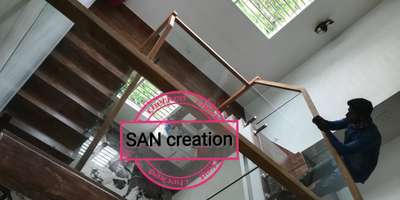 #GlassHandRailStaircase  #WoodenStaircase