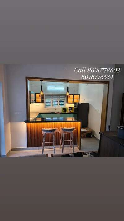 modern counter kitchen #KitchenIdeas  #ModularKitchen  #OpenKitchnen  #KitchenInterior  #hanginglight  #KitchenTable  #chair  #DiningChairs  #CelingLights