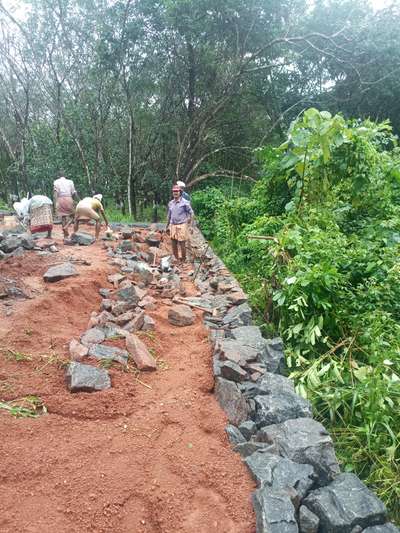 Rubble masonry for compound wall