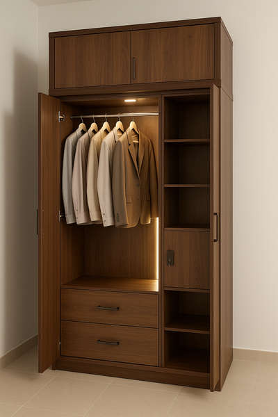 ✨ Transform Your Space with Style & Functionality ✨

Presenting our custom-designed modern almirah – crafted with precision and elegance:
✔️ Premium Greenply HDHMR for durability
✔️ Sleek PVC laminate finish for a luxury look
✔️ Smart profile & sensor lights for convenience
✔️ Built-in Jewellery organizer & bangle holders
✔️ Spacious drawers, hanger section & locker
✔️ Top loft storage for maximum utility

Because your home deserves nothing less than perfection. 💫

📍 Designed & Executed by KDI
📩 DM us today to get your dream almirah designed!

#InteriorDesign #ModernWardrobe #KDI #AlmirahDesign #LuxuryLiving #Smarthome