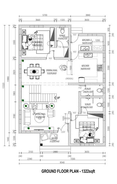 1322Sqft GF plan