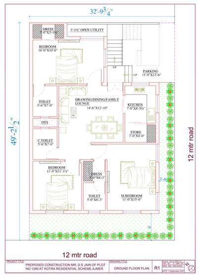 #call me now 9649489706👇👇
 #33x50 Feet Plot Ground Floor plan By Vastu.
 #SE Facing plan.