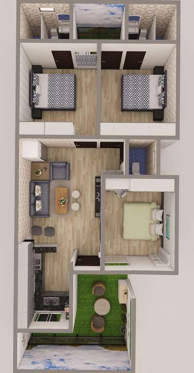 3D floor layout for a 3BHK flat for a client
 #3DPlans  #3dfloorplan #InteriorDesigner #interiorcontractor