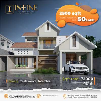 4bhk, total area:2500sq ft.
Total expense:50Lakhs
Package:2000per sq ft
Joinary: Teak wood/Tata steel
 #besthome  #BestBuildersInKerala  #Best_designe  #bestdesignerskochi  #besthomedesigns  #dreamhouse  #dreambuilders