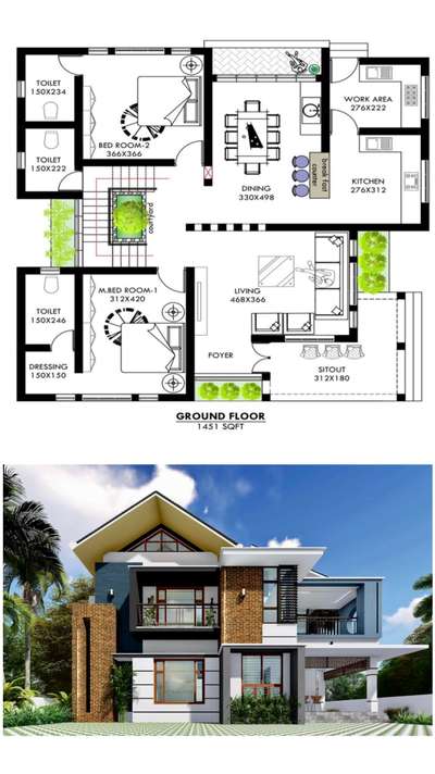 #keralahomeplans #3dmodeling #semi_contemporary_home_design #elevation3d