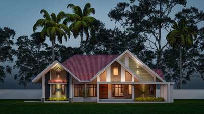 Residence design for Mr.Sijo Vincent @ Mala 
 #residenceproject 
#residentialbuilding 
#exteriors 
#exteriordesigns 
#SlopingRoofHouse 
#SingleFloorHouse 
#1700sqftHouse 
#1700sqft