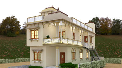 Heritage style home elevation 

 #3delevation🏠
 #InteriorDesigner  #TraditionalHouse  #frontelivation  #realisticrender