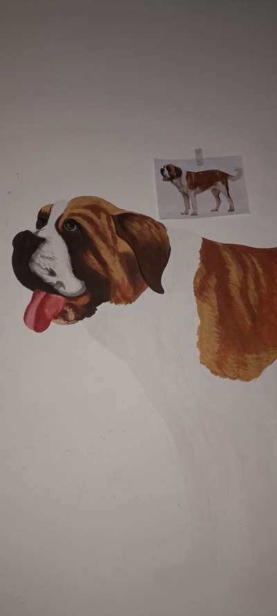 San Bernard dog coffee work painting work in Jaipur veterinary College   # Nayak arts