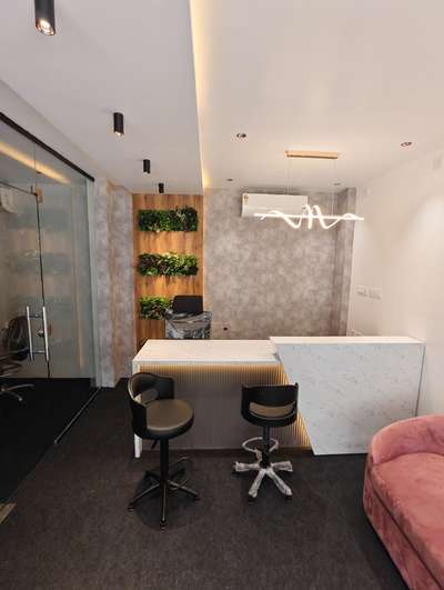 office interior @ calicut  #InteriorDesigner  #OfficeRoom  #receptiontable  #WallDecors  #WALL_PANELLING  #TexturePainting  #FlooringSolutions