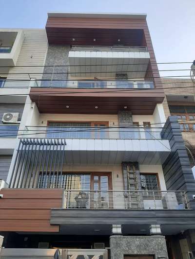 design and concept by TCA. from render to reality 🏘️ #frontElevation  #GlassBalconyRailing  #hplacp  #HPL  #msfabrications  #lighting  #architecturedesigns  #InteriorDesigner