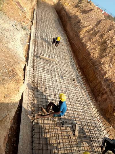 reatining wall footting steel work #Kannur airport