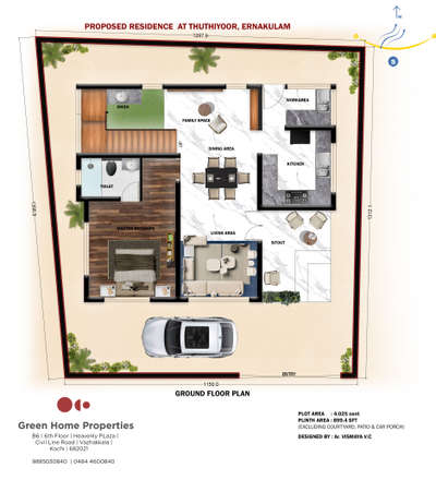 Conceptual design for Mr. Sreeram & Mrs Gopika @ Thuthiyoor, Kakkanad.
1669sqft plan occupied in 4.025cents of landed property 

 #architecturedesigns  #Architect  #greenhomeproperties  #greenhomebuilders  #koloviral  #koloapp  #Architectural&Interior  #SouthFacingPlan  #FloorPlans  #architectindiabuildings  #kolodaily  #sketchupvray  #sketchupmodeling  #lumion8  #lumion3d  #3dsmax_vray  #interriordesign  #LivingroomDesigns  #DiningChairs  #HouseDesigns  #architectsinkerala  #architecturedesigners  #Contractor  #CivilEngineer  #qualityconstruction  #KitchenIdeas  #LShapeKitchen  #kolopost  #viralkolo  #4centPlot  #HouseDesigns  #HomeDecor  #civilconstructions  #Architectural_Drawings  #ContemporaryHouse  #ContemporaryDesigns  #modernarchitecturedesign  #tropicalmodernism  #keralahousedesigns  #keralaarchitectures