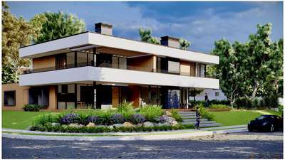 Exterior Render- villa  #3dhouse #3dmodeling #sketchupmodeling #rendering3d #villa_design #LandscapeIdeas