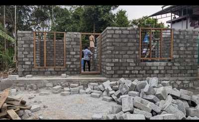 Brick work with concrete block