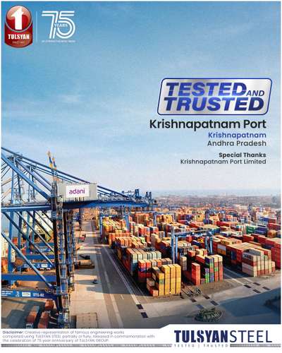 An unparalleled journey of 75 years tested and trusted by millions across India.
Sharing our gratitude to be associated with Krishnapatnam Port Limited 
Krishnapatanam-Andhra Pradesh
.
#testedandtrusted
.
.
#construction #flyover #bridge  #foundation #building #steel #steelrebar #tmt #tmtrebars #dam #durability #power #safety
#innovation #quality #excellence #ideas #strength