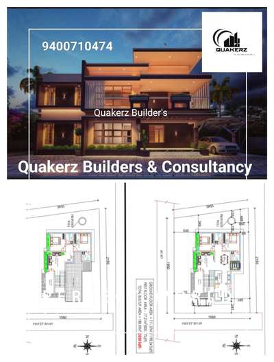 Quakerz Builder's & Consultings
Consultency Services

🔒Trivandrum 🔒Kollam🔒Alappuzha🔒Palakkad🔒Ernakulam

📞Mob 9400710474

🌐Architectural Solutions& Interior designing
🌐Structural Designing & Services
🌐MEP Design& Drawing services
🌐Landscape Designing & Services
🌐Estimation & Value Engineering
🌐Soil Testing

🛑Complete Design Documents & It's Estimation Work Rates
Architectural, Structural, Plumbing, Electrical & Estimation Services,Sanction drawings...

📌For Buildup area up to 3000 sqft-60Rs/Sqft.

📌For the Buildup area above 5000sqft-55Rs/Sqft.

📌Minimum rate of consultancy charge 1lacks.

🌐Complete construction and contract Rate below.
Type A- 1550/sqft
Type B-1750/sqft
Type C-1950/sqft
Type D-2400/sqft

QUAKERZ BUILDER'S AND CONSULTINGS
MOB 9400710474