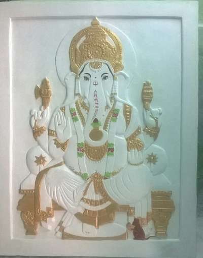 Lord Ganesha
hand carving embossed mural
material: white cement
site: Tilak Nagar Delhi