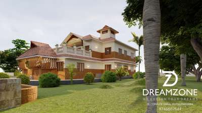 Exterior Design-3D @Panoor Kuthuparamba
#TraditionalHouse 
#exterior3D #3D_ELEVATION #3Ddesign 
Dreamzone designs Kuthuparamba