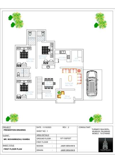 Front face : South
Sqfeet : 1371                                              3BHK, 2attached bathroom, staircabin,
 #floorplan  #3BHKPlans