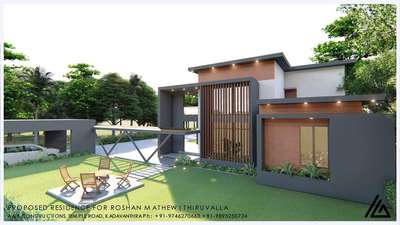 Contemporary Residence coming up at Thiruvalla. Area : 4500sqft Cost 98Lakhs