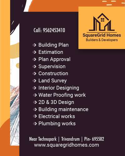 SQUAREGRID Homes.
For Building Construction, detailed specifications and related services.  contact us