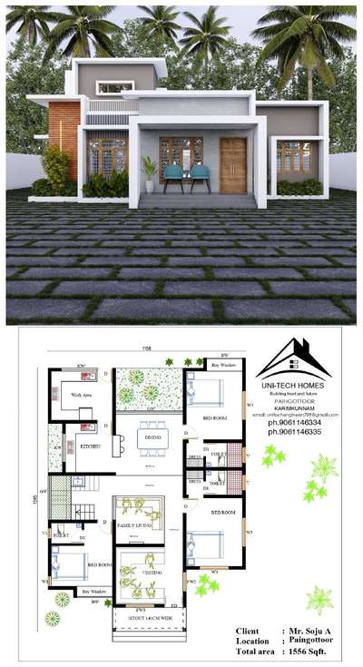 1550 sqrft/ 3bhk/ budget home/Client:-Mr. Soju