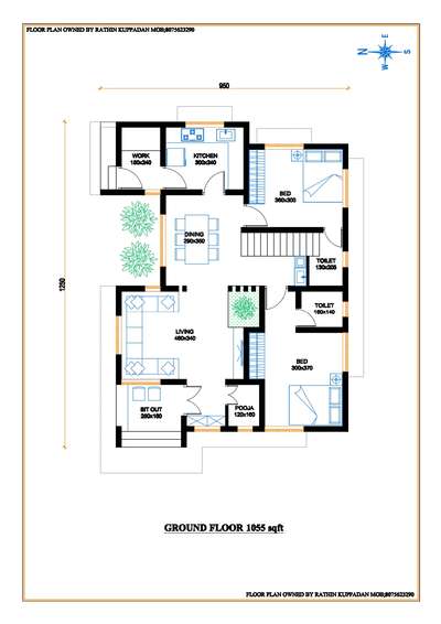 4BHK Gf:1055 Ff:890 Total Area: 1945 sqft 
Contact: 9074 55 22 88
 #FloorPlans  #homeplan  #houseplanning  #WestFacingPlan  #2D_plan
 #rathin  #rathinkuppadan