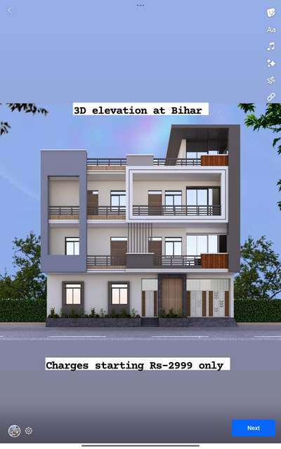 3D design at buxar Bihar triple storey 
#homedesign #3d #3delevation🏠