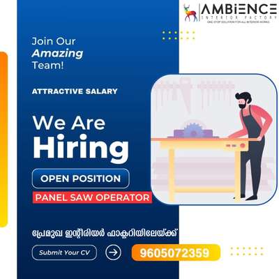 പ്രേമുഖ ഇന്റീരിയർ ഫെക്റ്ററിയിലേയ്ക്ക് PANEL SAW OPERATOR നെ ആവിശ്യമുണ്ട്.

📌Attractive Salary

Contact