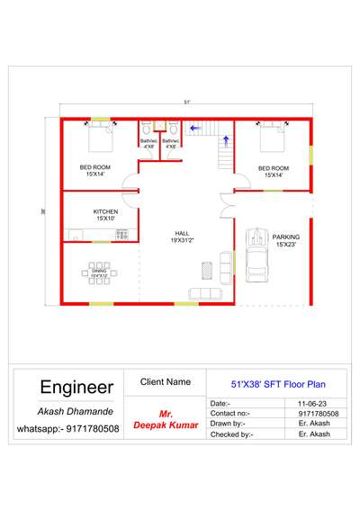 51'X38' house map plan 🏠
contact 9171780508 #HouseDesigns  #house_map  #Designs