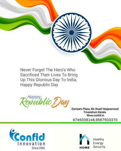 Happy Republic Day...

Confid Innovation
9745038148
9567603370

Visit- www.confid.in
