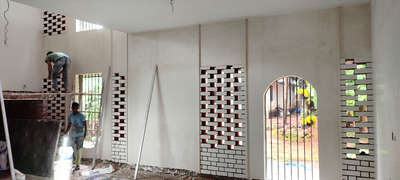 Gypsum plastered designed wall