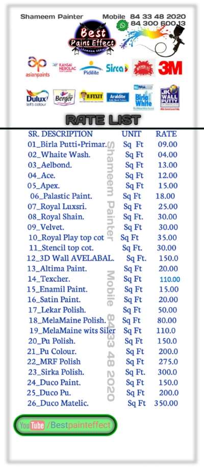 Rate List Pichli Rate List Me mistek ho gai Thi