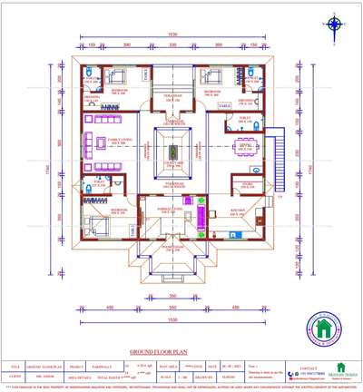 26.5 സെന്റ് വസ്തുവിൽ  #2551sqft വിസ്തീർണ്ണം ഉള്ള  #ട്രഡീഷണൽ ലുക്ക് കിട്ടും വിധം  #നാലുകെട്ട് മോഡൽ പ്ലാനിൽ ചെയ്യുന്ന  #തെക്ക് ദർശനമുള്ള വീട്.

പ്ലാനിലേക്ക് വന്നാൽ ,  #3 bath attached bedroom, 1 common bathroom, kitchen, Store, dining, family living, formal living, വീടിന് മുൻവശത്തായിട്ട്  #ഒരു പൂമുഖവും പിൻവശത്തായിട്ട് sitout ന്റെ ഫീൽ കിട്ടത്തക്കവിധം ഒരു വരാന്തയും കൊടുത്തിട്ടുണ്ട്.  വീടിന് മദ്ധ്യഭാഗത്തായിട്ട് ചുറ്റിനും വരാന്തയോടുകൂടിയ സാമാന്യംവലുപ്പമുള്ള ഒരു  #courtyard ഉൾപ്പെടുത്തിയതാണ് പ്രധാന പ്രത്യേകത.