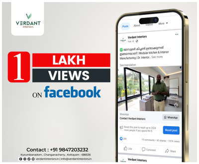 Thanks to getting us to 1 Lakh Views on Facebook

Experience World Class Comfort and Aesthetics
Transforming your space into a Heaven 

For more info Visit - http://verdantinteriors.in/ l Call / Whatsapp : +91 9847203232

Verdant Interiors
Kurumbanadom , Changanacherry
Kottayam 686536.

📧 info@verdantinteriors.in
🌐 www.verdantinteriors.in

#home #verdantinteriors #verdantinteriorskottayam #interiordesign #reels #trending #interiordesigning #interiordesigns #designer #decor #kottayam #kerala