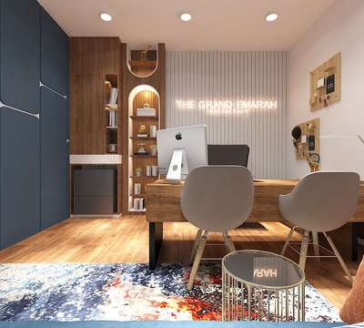 Designed for a creative startup, this office merges functionality with clean aesthetics and soft grey tones keep the atmosphere calm and focused.
 #OfficeRoom  #InteriorDesigner  #Designs