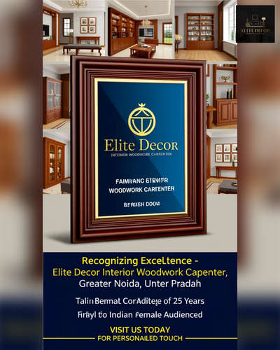 Transform your space with our award-winning interior decor solutions! As a renowned carpenter in Greater Noida, we craft bespoke woodwork masterpieces that elevate your home's aesthetic and functionality.